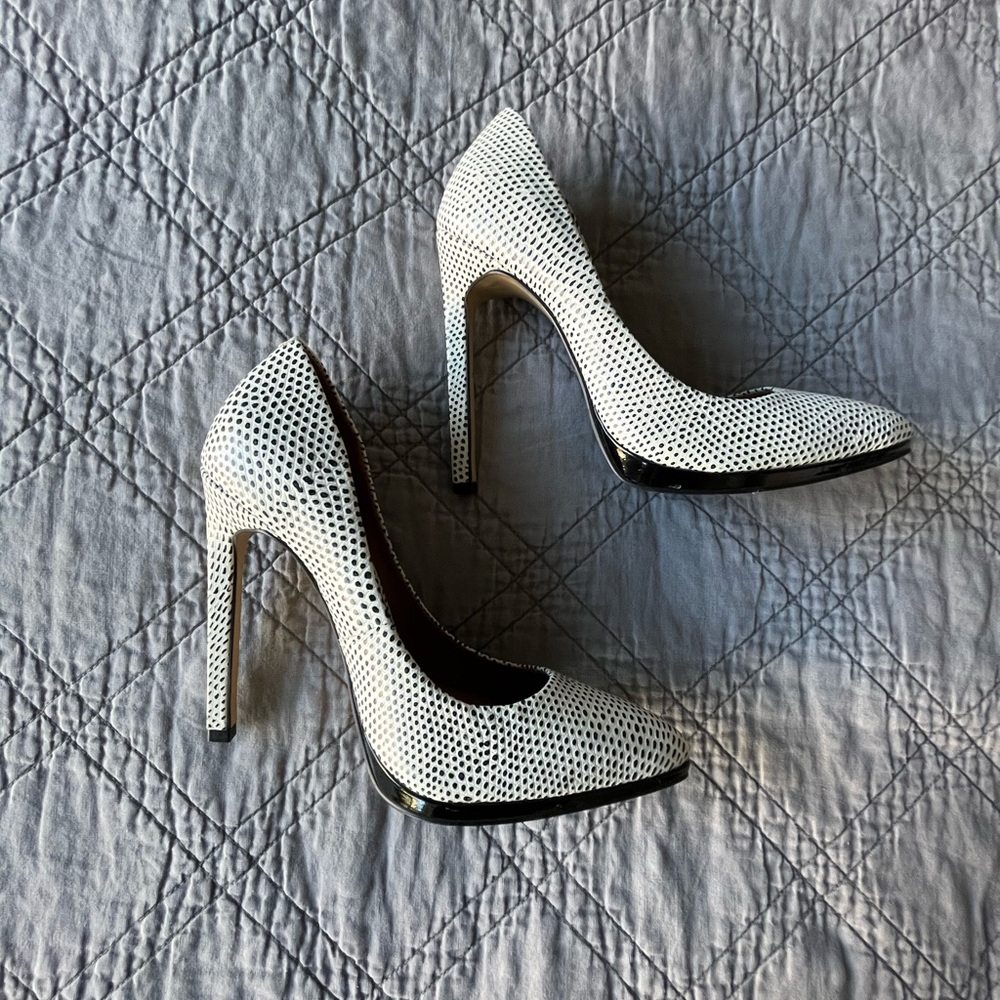 Black and white nubuck Aldo heels